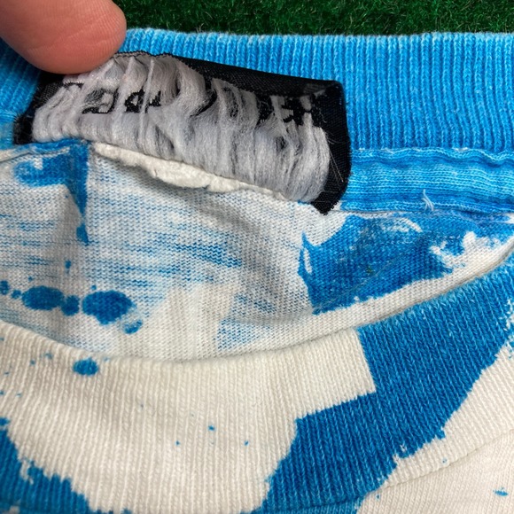 Vintage Typhoon Lagoon Shirt Mens M Blue Green All Over Print Single Stitch 90s - Picture 7 of 11